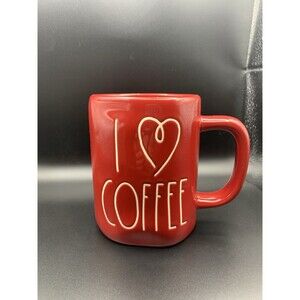 Rae Dunn I Love Coffee Mug Red Inside Outside Heart Design Artisan Magenta 213